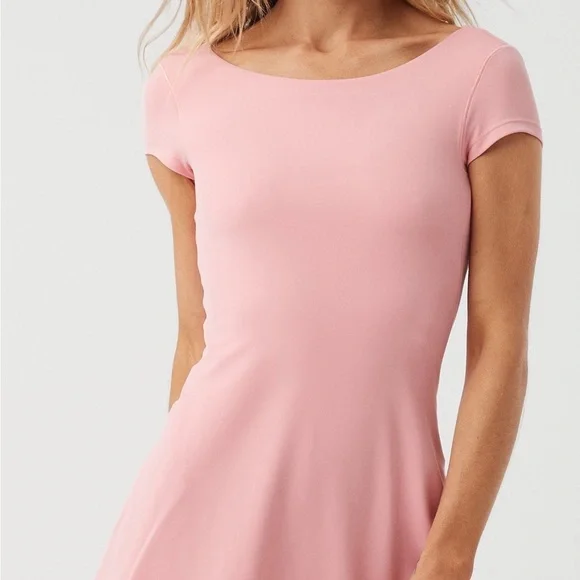 Aerie Offline Pink Activewear Mini Dress Built In Shorts Open Back Pickleball M - Picture 1 of 9